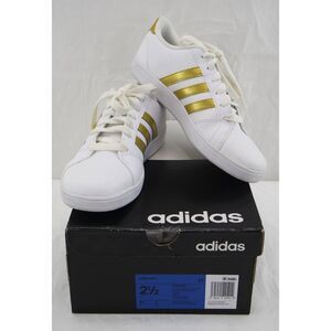 Adidas Baseline K Sneakers | Kids Sz 2.5, White & Gold